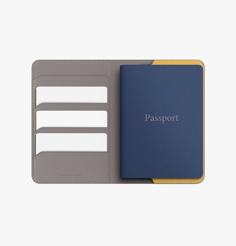 Cover UNIQ Belmont Passport Case RFID Blocking Gray-Yellow - محفظة لجواز السفر - محفظة كروت - يونيك