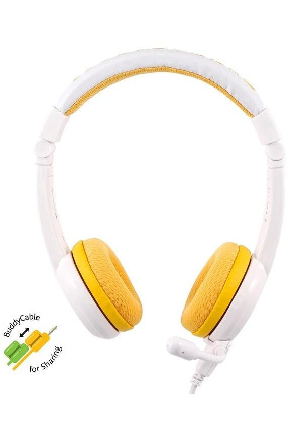 Buddyphones School Plus Headphones With MIC - Yellow  - سماعة رأس بلوتوث  حق الاطفال - كفالة 12 شهر