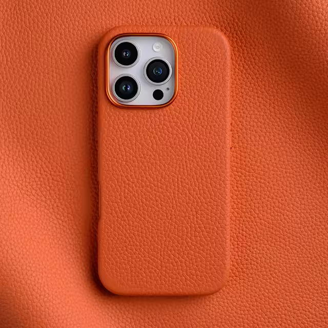 Melkco Origin Paris Magsafe Clemence Leather Regal Cover Case for iPhone 16 Pro / Pro Max - Orange [A] - كفر جلد  حماية عالية - مع ماغ سيف