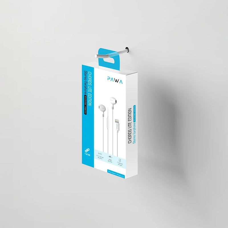 PAWA Lightning Connector Stereo Earphone(1.2m/4ft) - سماعة اذن - مع مايكروفون - أيفون ( لايتنينج ) - كفالة 12 شهر