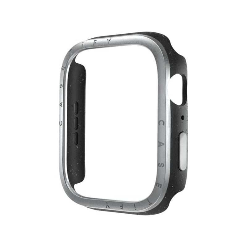 Casetify Mettalic Impact Case with Screen Protector for Apple Watch 45mm - Silver [C] -  كفر + حماية شاشة - ساعة الابل واتش