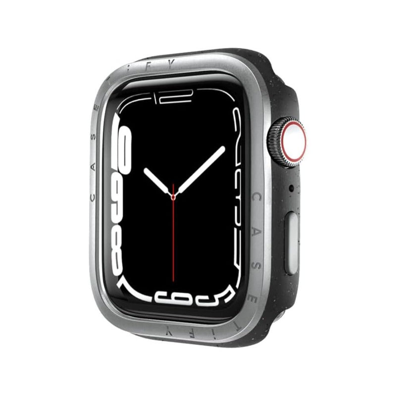 Casetify Mettalic Impact Case with Screen Protector for Apple Watch 45mm - Silver [C] -  كفر + حماية شاشة - ساعة الابل واتش