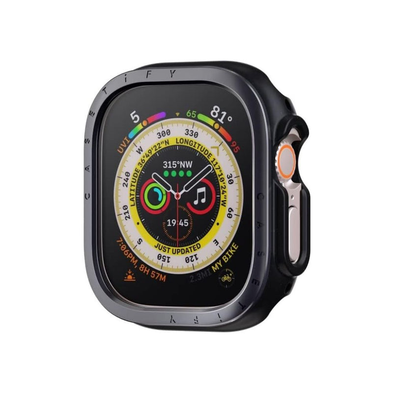 Casetify Mettalic Impact Case with Screen Protector for Apple Watch 49mm Black [C] -  كفر + حماية شاشة - ساعة الابل واتش