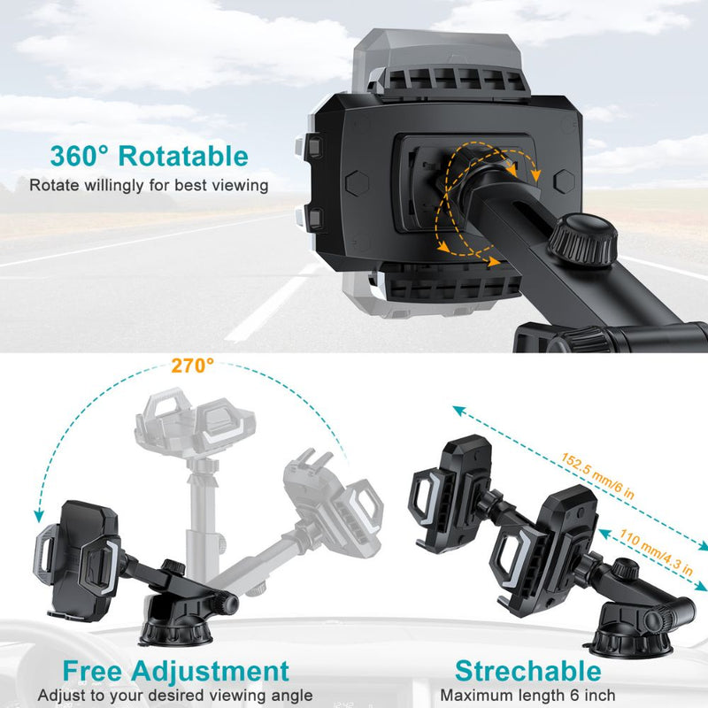 Choetech Fast Wireless Charging Car Dock 15W - Black [C] - ستاند سيارة - مناسب لجميع انواع الاجهزة والسيارات  - شحن وايرلس