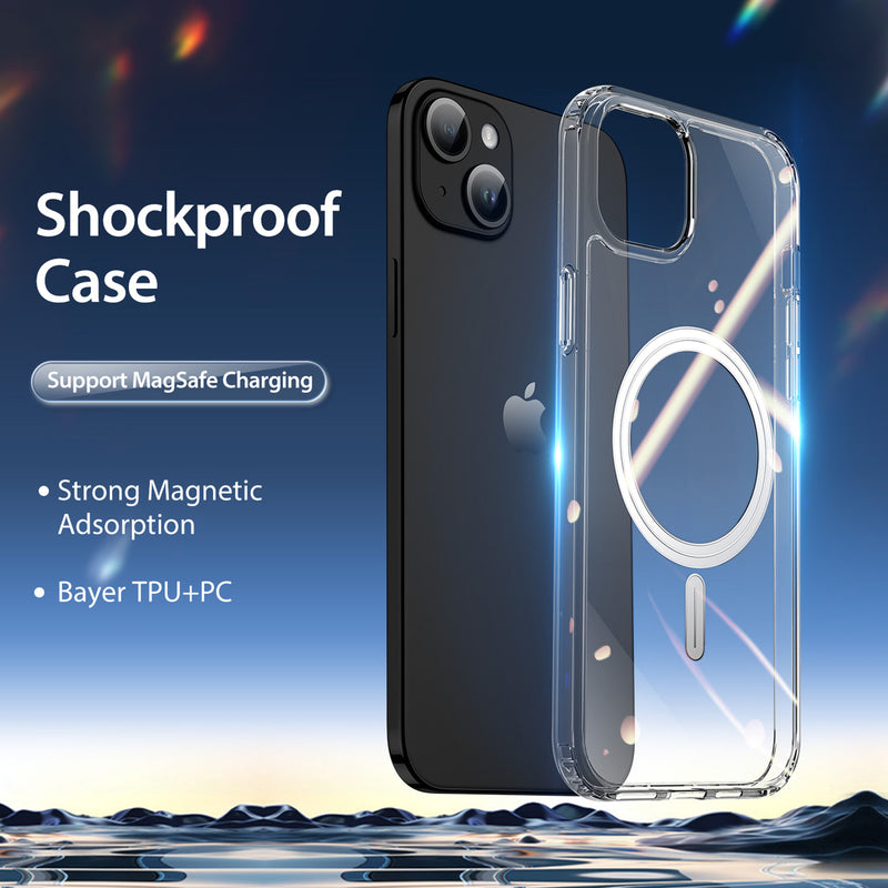 Clin Mag Series Clear Case with MagSafe for iPhone - كفر حماية عالية - شفاف - ماغ سيف