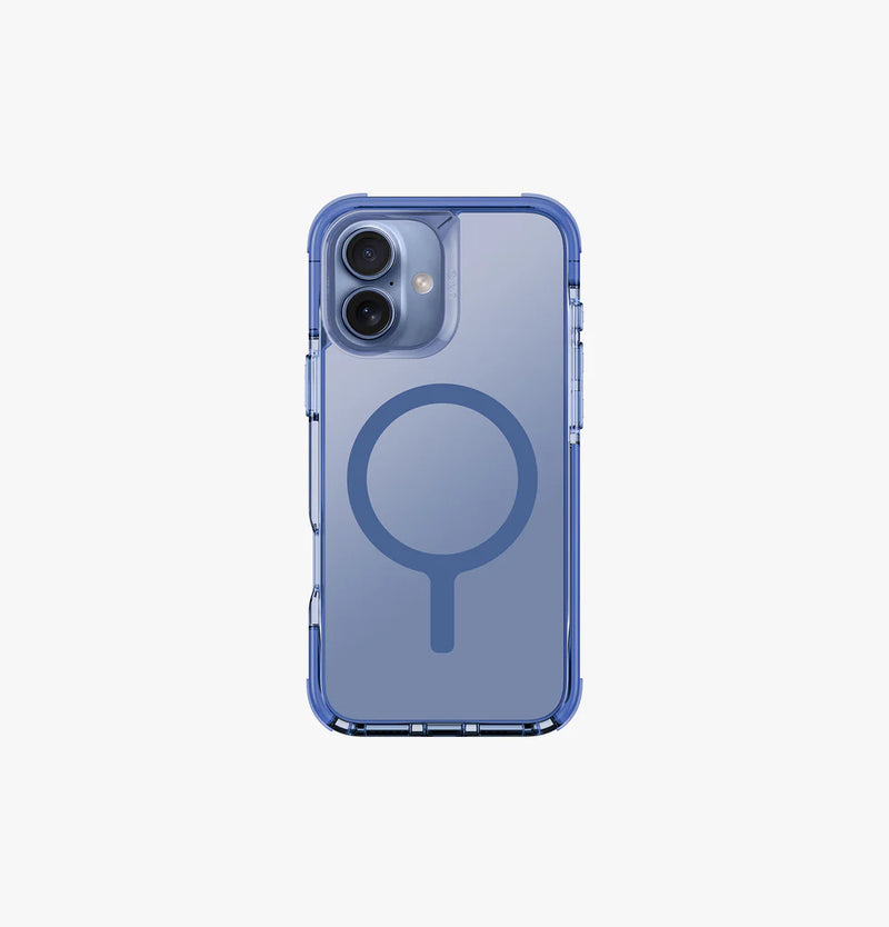 Uniq Hybrid Combat Magsafe Case for iPhone 16 - Blue - كفر حمايه عاليه - يونيك - ماغ سيف - شفاف ازرق