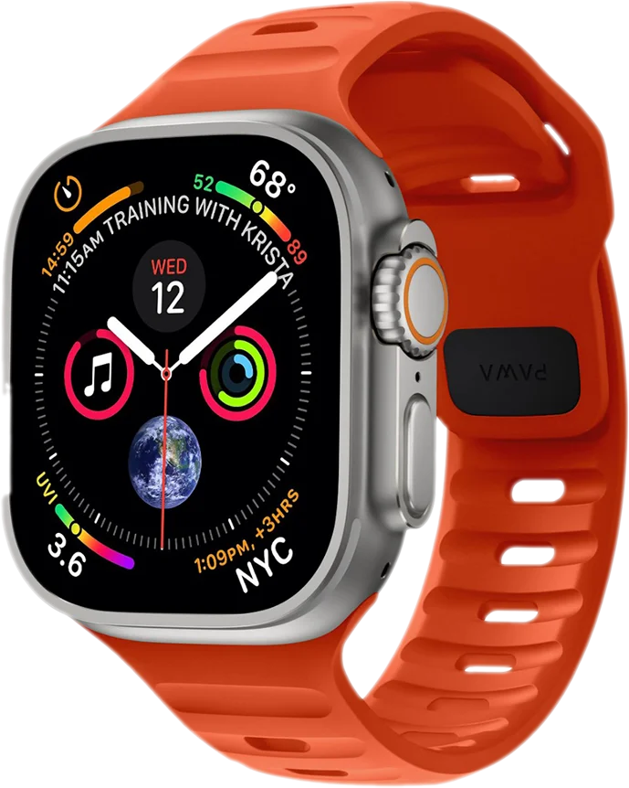 PAWA - Lagos Premium Soft Silicon Straps - Ultra Orange - 49/45/44/42mm - سير ساعه أبل واتش