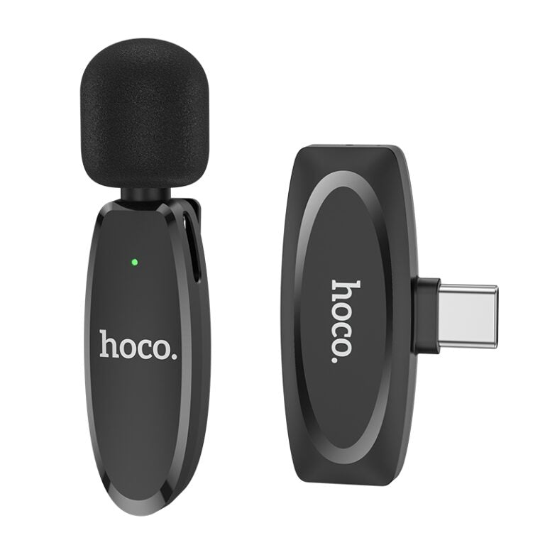 Hoco Microphone L15 Type-C – black - ميكروفون - تصوير - فتحة شحن تايب سي