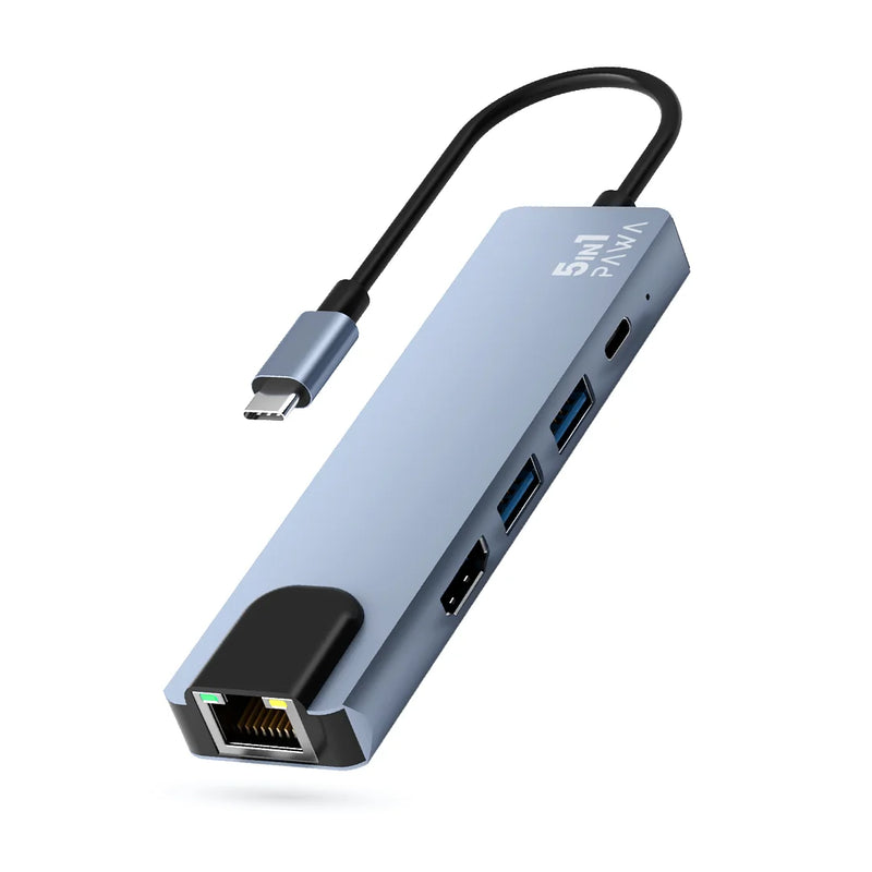 Pawa 5IN1 USB-C HUB WITH 4K HDMI - وصلة تايب سي - 5 في 1 - لاجهزة الايباد برو والماك بوك - متعددة الاستخدام - كفالة 12 شهر