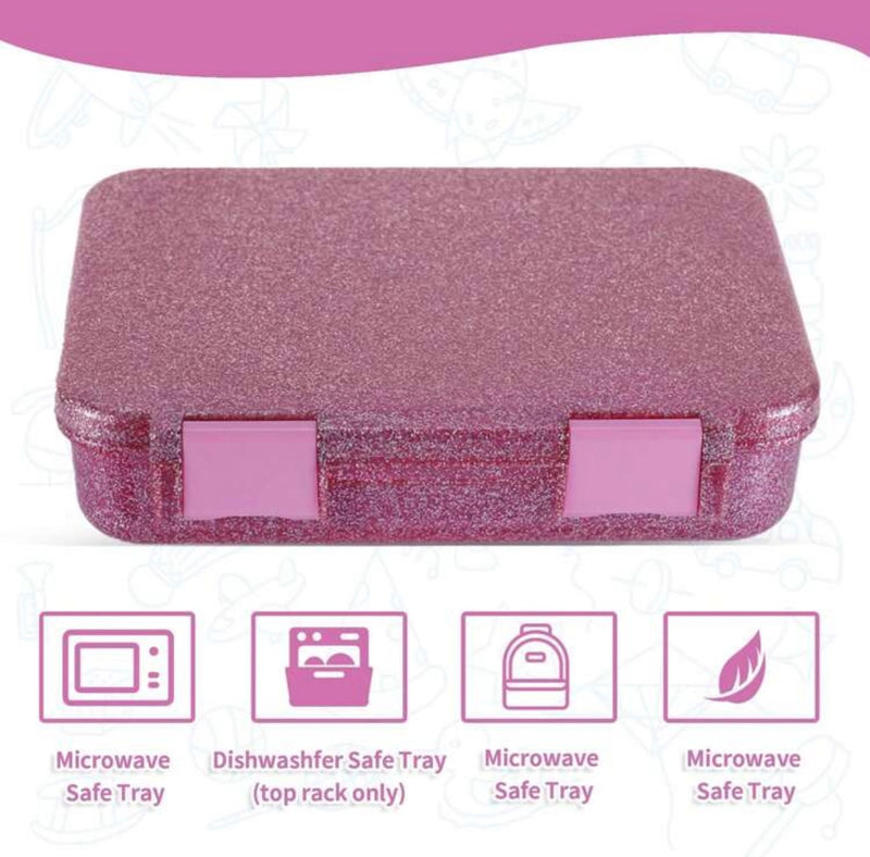 Noya School Lunch Box - glitter Pink - علبة حافظة الطعام - يمكن طباعة الاسم