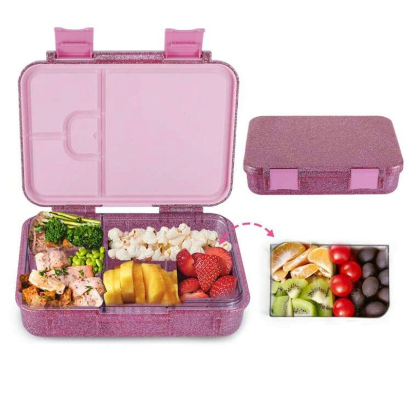 Noya School Lunch Box - glitter Pink - علبة حافظة الطعام - يمكن طباعة الاسم