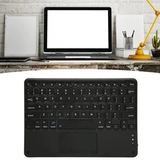Wireless Keyboard for (Windows, Android and iOS) Touch Control - كيبورد لوحة مفاتيح + قاعدة ماوس تاتش - بلوتوث وايرلس - لجميع اجهزة الايباد والتابلت والاجهزة اللوحية