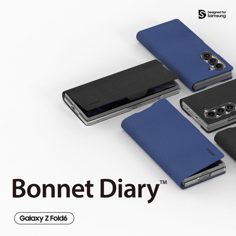 Araree Bonnet Diary Flip Case For Samsung Z Fold 6 - Blue [A] - كفر سامسونج  - حماية عالية - ماغ سيف - ازرق