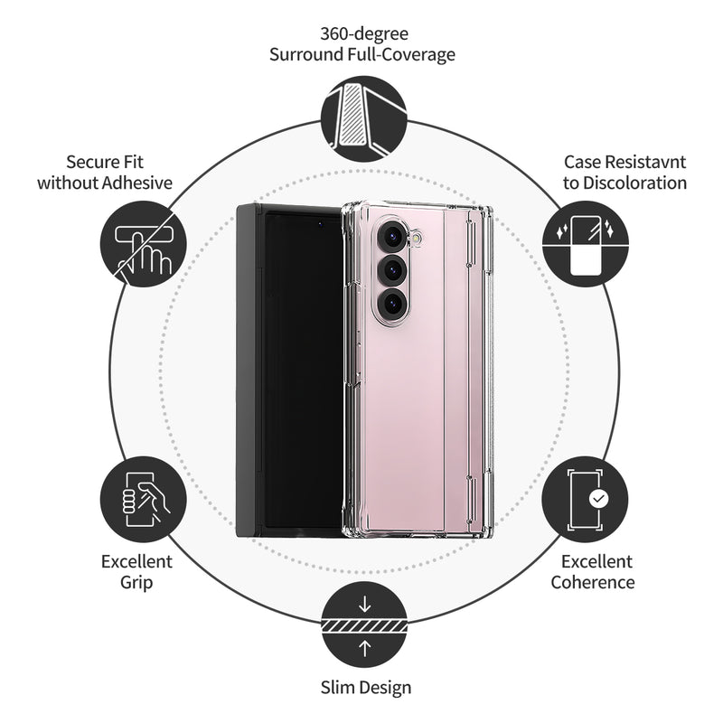 Araree Nukin 360 Case With Side Hinge For Samsung Galaxy Z Fold 6 - Clear [A] - كفر سامسونج  - حماية عالية - شفاف