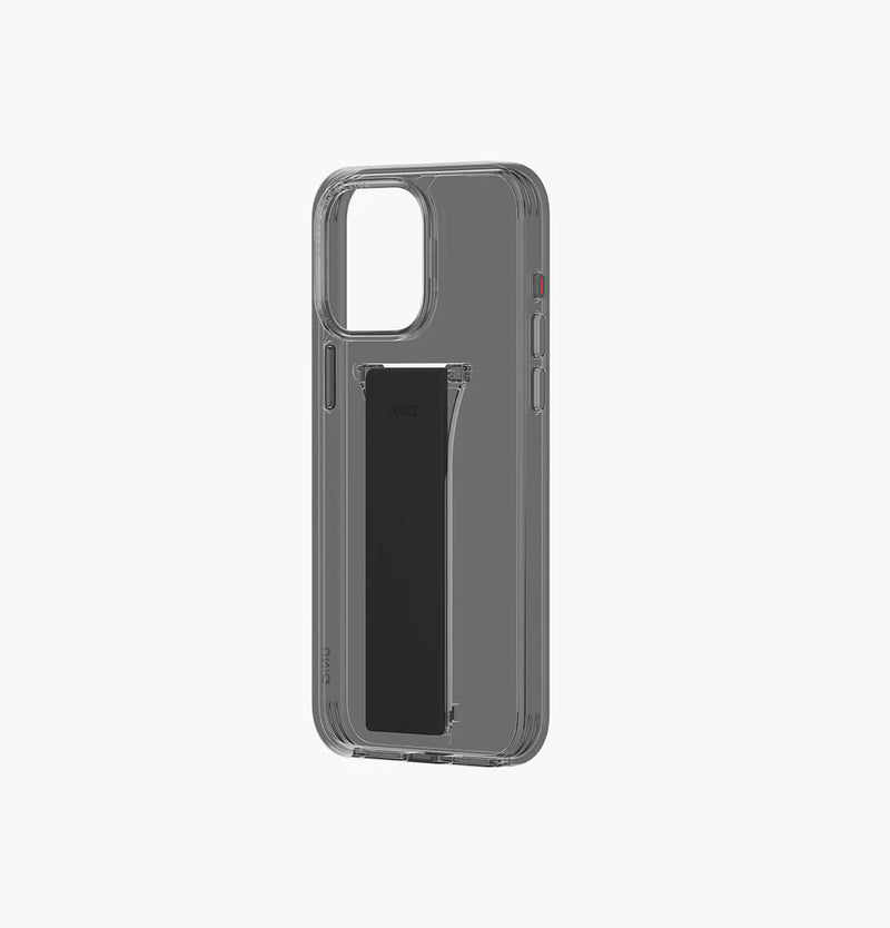 Uniq Hybrid Heldro Mount + Protective Case with Integrated MountGrip Band and Stand for iPhone 15/15 Plus/15 Pro/15 Pro MAX - Vapour Smoke - كفر حماية عالية مع مغناطيس للسيارة ومسكة ستاند بالطول والعرض - يونيك