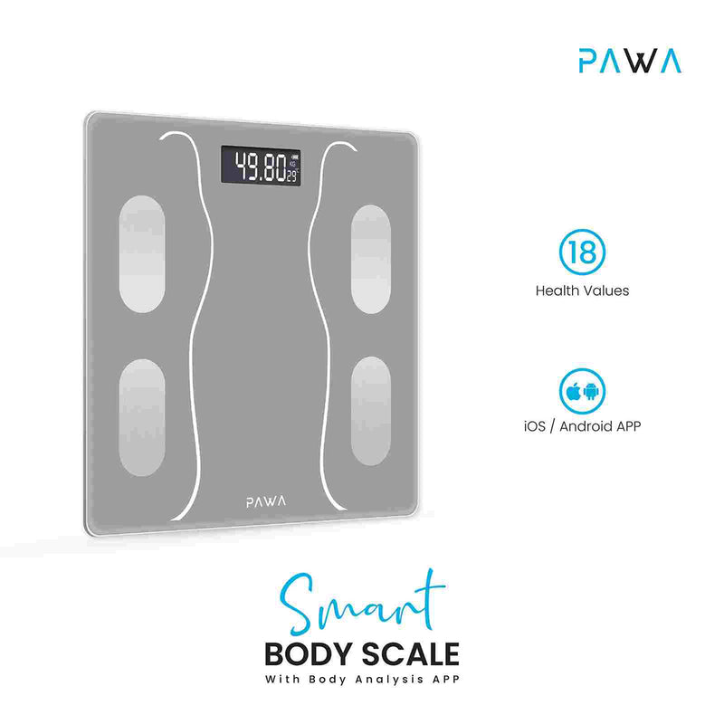 Pawa Smart Body Scale with Body Analysis APP - Grey - ميزان ذكي - كفالة 12 شهر