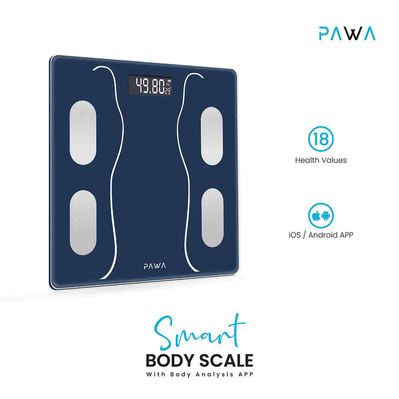 Pawa Smart Body Scale with Body Analysis APP - Blue - ميزان ذكي - كفالة 12 شهر