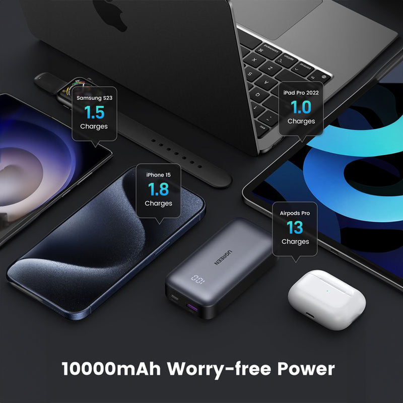 UGREEN 10000mAh PD-30WTwo-way Fast Charging Power Bank  [B] - بطارية متنقلة - يوجرين - سعة 10000 آلاف ملي امبير - شاشة رقمية - قوة 30 واط - كفالة 12 شهر