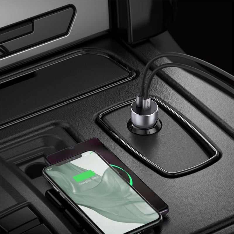 UGREEN 36W Car Charger Alu Case Space Grey -[B] - شاحن ولاعة للسيارة -يوجرين - قوة 36 واط - منفذ تايب سي للشحن السريع ومنفذ للشحن الذكي - كفالة 12 شهر