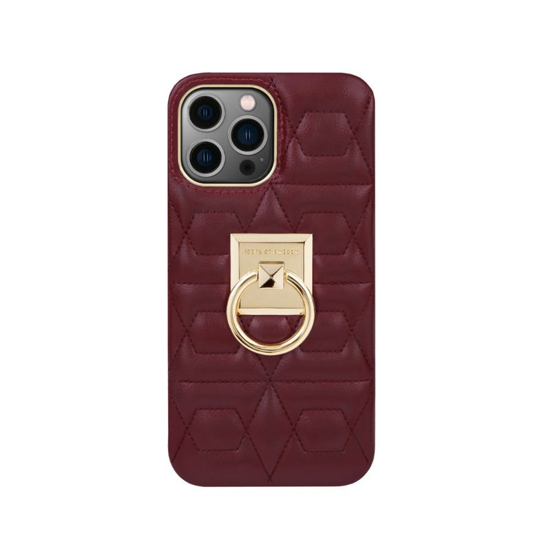 iDeal of Sweden Statement iPhone 13 - Quilted Ruby [C] - كفر حماية عالية - ماغ سيف + مسكة واستاند