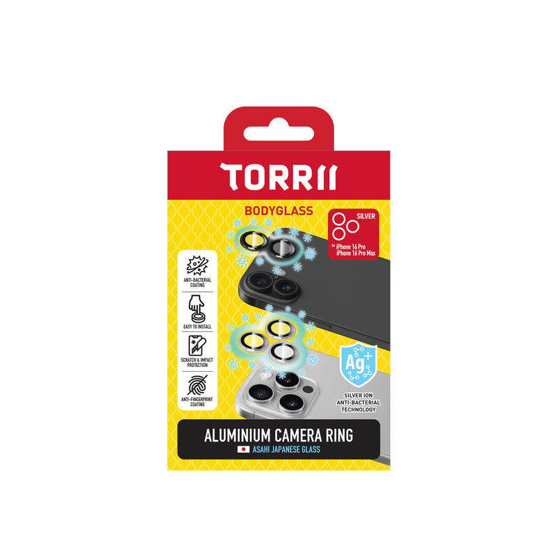 Torrii BODYGLASS Camera Lens Protector Ring For iPhone 16 Pro/ Pro Max - Silver - حماية لعدسة كاميرا الهاتف - حبات