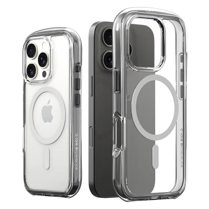 Araree Duple Air iPhone Magsafe Cover - Light Gray - iPhone 16/16 Plus/16 Pro/16 Pro MAX [A] - كفر حماية عالية - مع ماغ سيف - رمادي شفاف