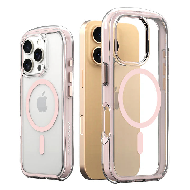 Araree Araree Duple Air iPhone Magsafe Cover - Pink - iPhone 16/16 Plus/16 Pro/16 Pro MAX [A] - كفر حماية عالية - مع ماغ سيف - وردي شفاف