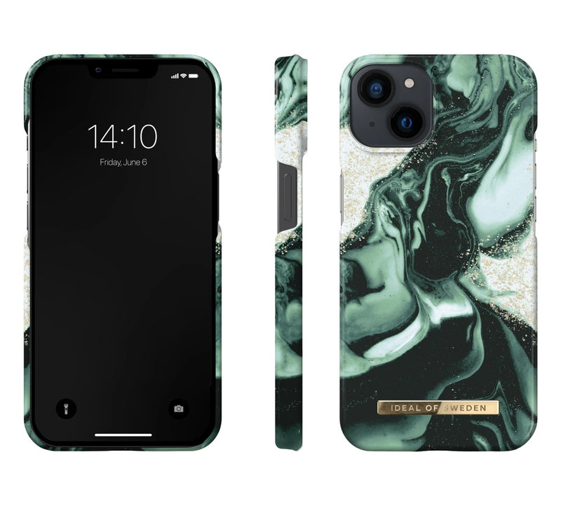 Ideal of Sweden Fashion Case iPhone 14 - Golden Olive Marble [C] - كفر حماية عالية - ماغ سيف