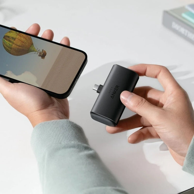 Anker Nano Power Bank (22.5W, Built-In USB-C Connector) 5000mAh -Black [D] - بطارية متنقلة - انكر - قوة 5000 - خفيفة وصغيرة الحجم-مع شاحن تايب سي - لأجهزة الاندرويد والايفون 15 والايفون 16 - كفالة 18 شهر