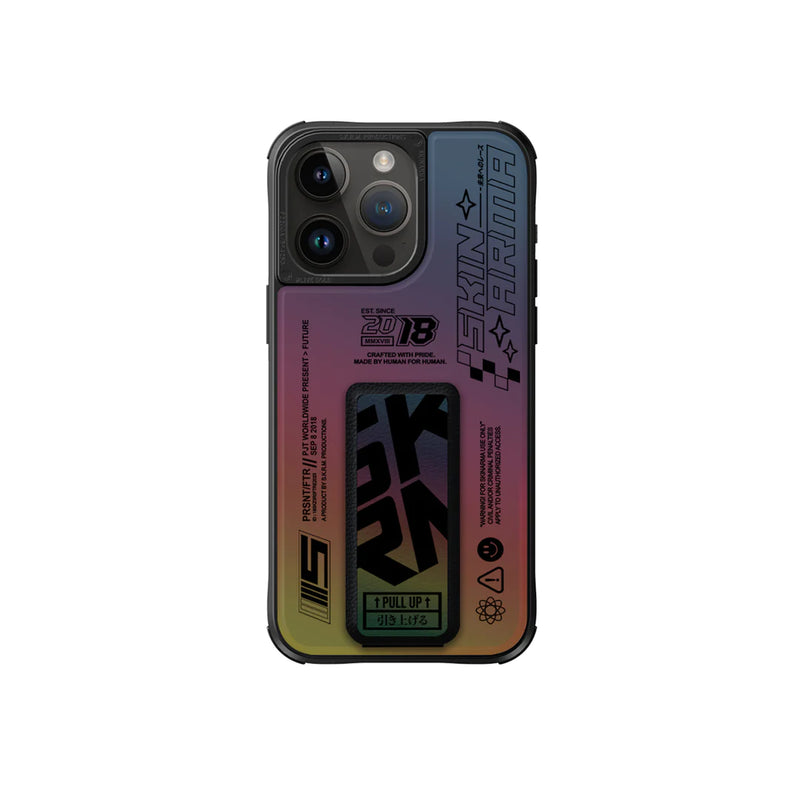 SkinArma Kira Kobai Magsafe Grip-Stand Case for iPhone 15/15 Plus/15 Pro/15 Pro MAX  - Hologram - كفر حماية عالية مع مغناطيس للسيارة - ماغ سيف - مسكة ستاند بالطول والعرض