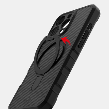 Itskins Force Carbon Series Case Compatible With Magsafe With Stand For iPhone 16 Pro Max ( 6.9" ) - Black [A] - كفر حماية عالية - مع ماغ سيف - ستاند