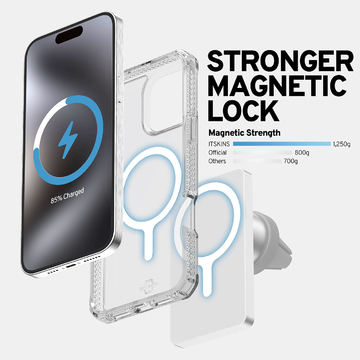 Itskins Hybrid Clear Case Compatible With Magsafe iPhone For 16 Pro /Pro Max - Transparent [A] -  كفر حماية عالية - ماغ سيف - شفاف