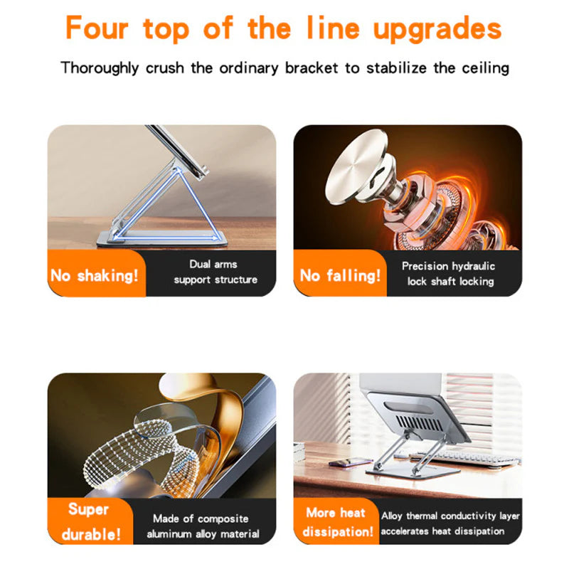Yesido LP05 Super Strong Dual Arm design Aluminum Alloy Holder - Planes / Holder - Silver - ستاند مكتبي - عالي الجودة - لجميع انواع الاب توب و التابلت و الايباد