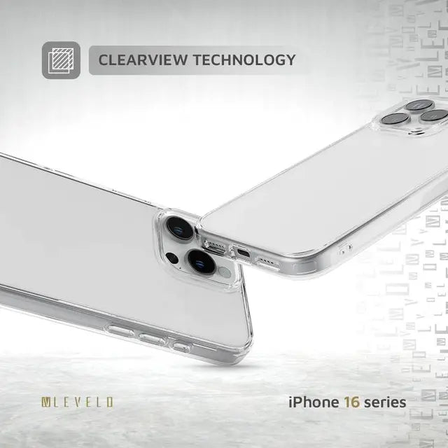 Levelo Clara Clear Case - for iPhone 16 Pro/16 Pro MAX - Crystal Clear - كفر حماية عالية - ليفيلو - شفاف