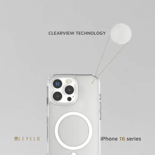 Levelo MagSafe Clara Case - for iPhone 16 Pro/16 Pro MAX - Crystal Clear - كفر حماية عالية - ماغ سيف - ليفيلو - شفاف