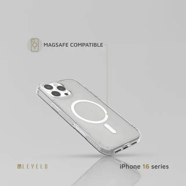 Levelo MagSafe Clara Case - for iPhone 16 Pro/16 Pro MAX - Crystal Clear - كفر حماية عالية - ماغ سيف - ليفيلو - شفاف