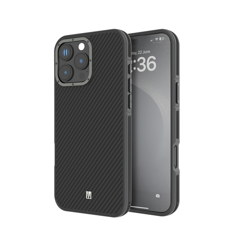 Levelo Ox Carbon Case For iPhone16 Pro Max/Pro -  كفر حماية عالية - ليفيلو - كاربون