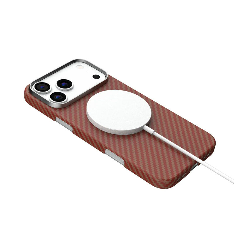 Levelo Sergei 1500D Aramid Fiber Case For iPhone 17 Pro/ProMax - Sunset [O] -  كفر حماية عالية - ليفيلو - فايبر - مقاوم للصدمات - ايفون 17 برو / 17 بروماكس - ماغ سيف