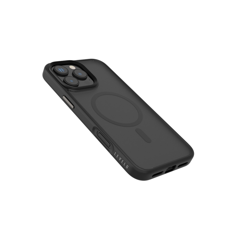 Levelo Matte Solo Case for iPhone 16 Pro / Pro Max - Black - كفر حماية عالية - ليفيلو -ماغ سيف