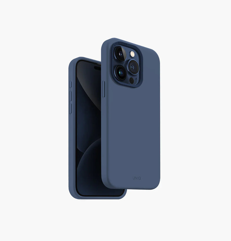 Uniq Hybrid Lino Hue MagSafe Case for iPhone 15/15 Plus/15 Pro/15 Pro MAX - Navy Blue - كفر حماية عالية - يونيك - ماغ سيف