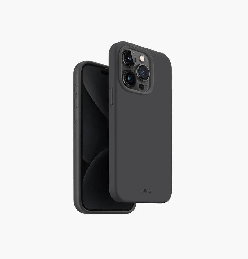 Uniq Hybrid Lino Hue MagSafe Case for iPhone 15/15 Plus/15 Pro/15 Pro MAX - Charcoal Gray [B] - كفر حماية عالية - يونيك - ماغ سيف