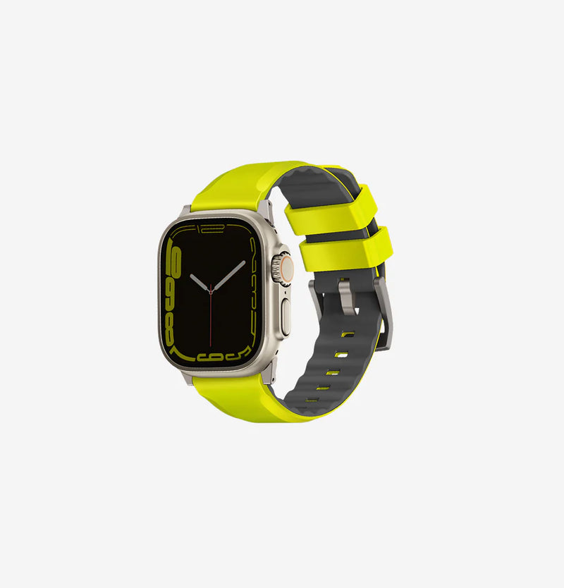 Uniq Linus Airosoft Silicone Strap for Apple Watch - Lime Green - سير ساعة ابل - لونين