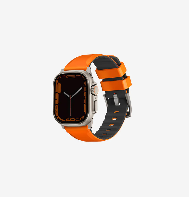 Uniq Linus Airosoft Silicone Strap for Apple Watch - Volt Orange - سير ساعة ابل - لونين