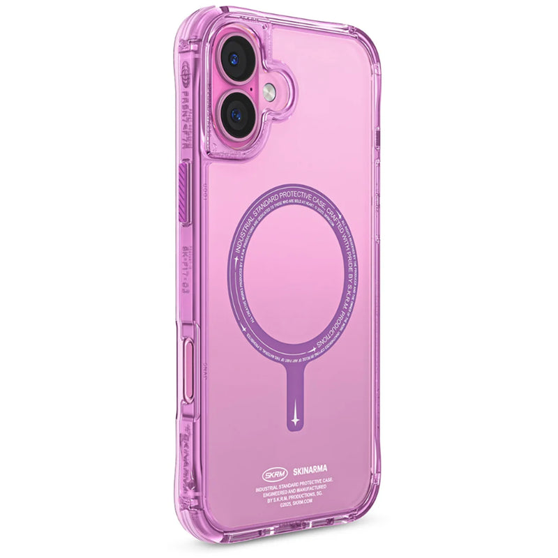 SkinArma Saido Prime Edition MagSafe case for iPhone 16 / iPhone 16 Plus - Pink - سكين أرما كفر - ماغ سيف - شفاف وردي