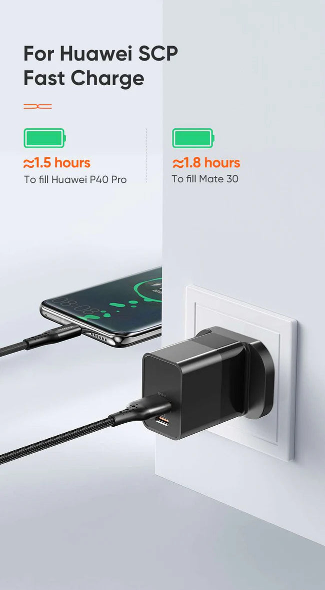 Mcdodo CH-130 | 20W PD Fast Charger | Dual Ports (Type-C & USB) - Black - بلاك شاحن حائط + سلك شحن ايفون - كفالة 12 شهر