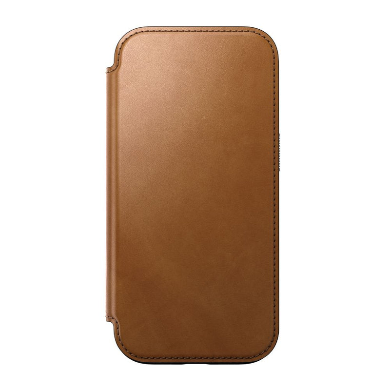 Nomad Modern Leather Folio iPhone 16 Pro / 16 Pro Max - English Tan-C - [C] - كفر حماية - كفر جلد مع محفظة - مع ماغ سيف