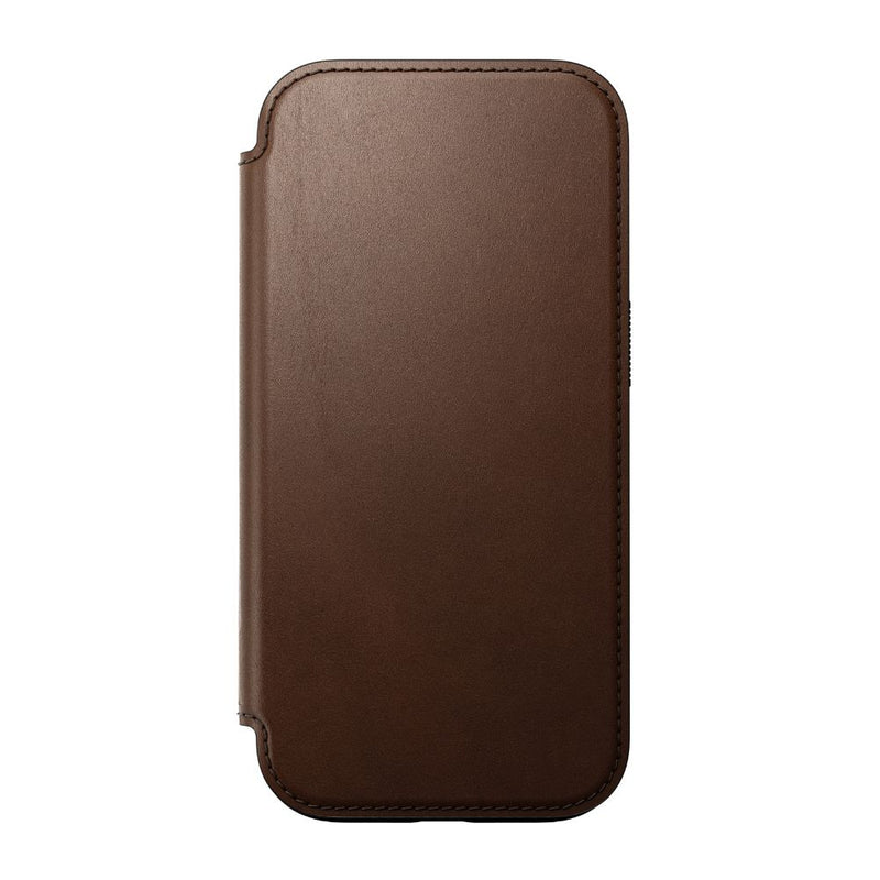 Nomad Modern Leather Folio iPhone 16 Pro / 16 Pro Max - Brown - [C] - كفر حماية - كفر جلد مع محفظة - مع ماغ سيف