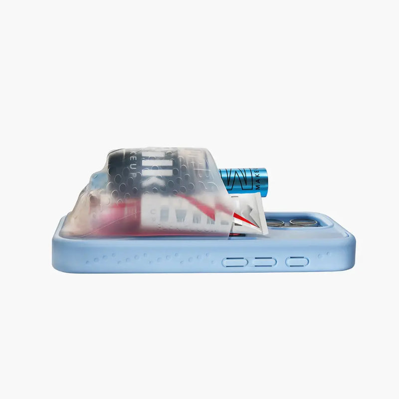 Ninja Labs Flex Pouch for iPhone 17 Pro / 17 Pro Max Case (Baby Blue/Clear) [C] -  كفر حماية عالية + محفظة - نينجا