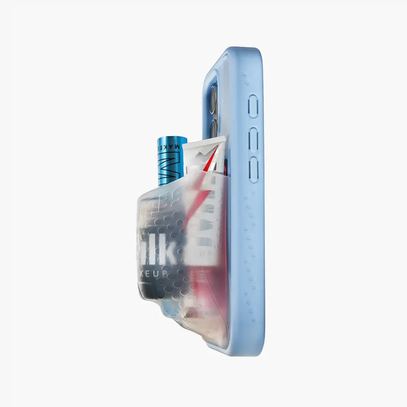 Ninja Labs Flex Pouch for iPhone 17 Pro / 17 Pro Max Case (Baby Blue/Clear) [C] -  كفر حماية عالية + محفظة - نينجا