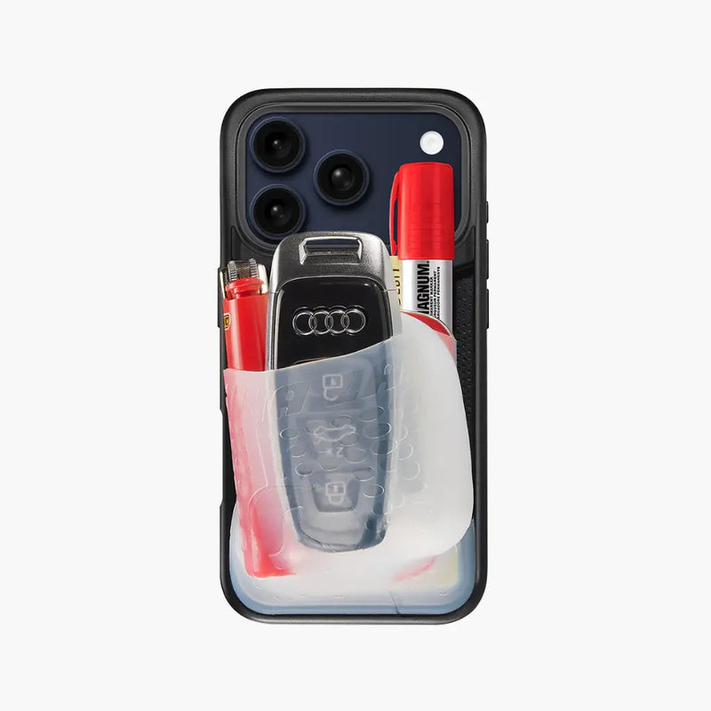 Ninja Labs Flex Pouch for iPhone17 Pro / 17 Pro Max Case (Black/Clear) [C] -  كفر حماية عالية + محفظة - نينجا
